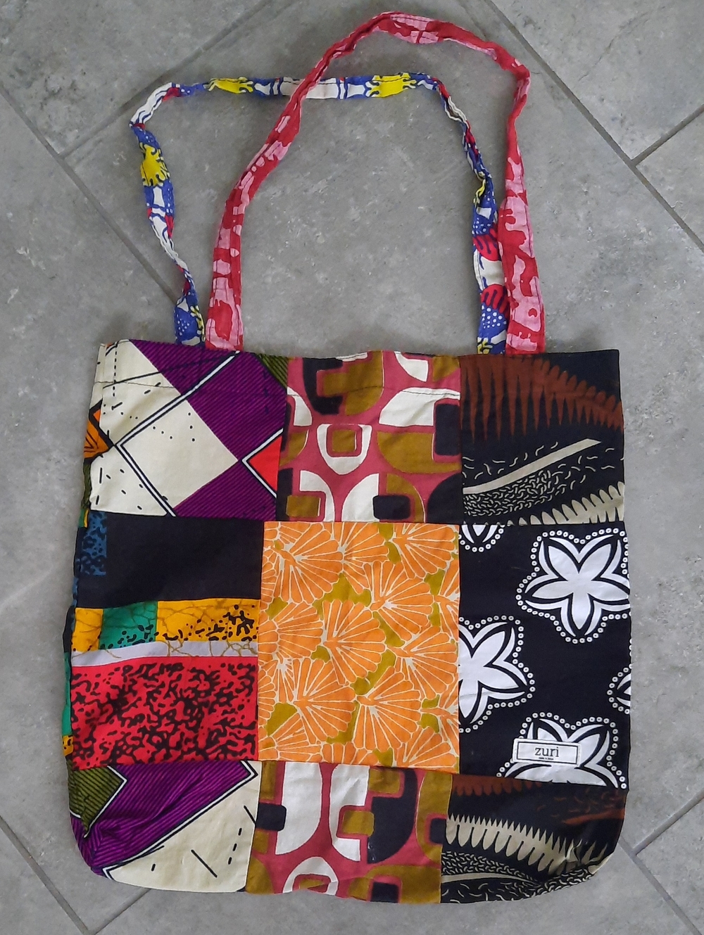 Zuri Multicolor Cotton Tote Bag - Vibrant Floral & Geometric Panels